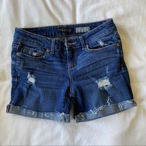 short dark wash denim shorts